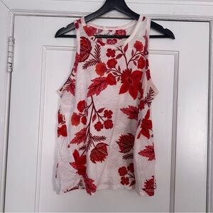 LOFT Red Floral Tank Top